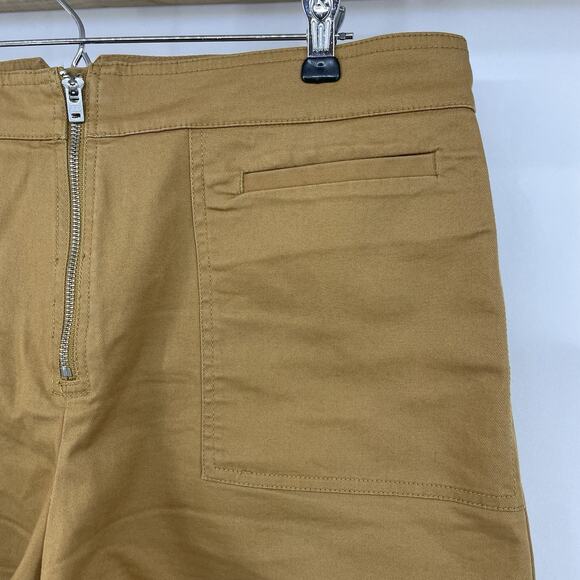 MADEWELL Size 12 High rise Sailor Shorts Front Exposed Zipper Caramel Brown Tan - Picture 2 of 5